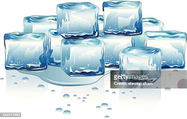 melting ice cubes - puddle stock illustrations