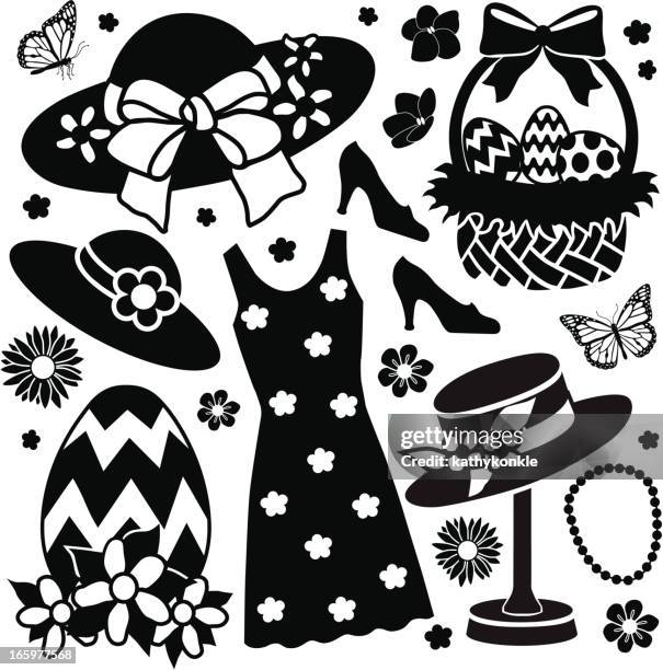 stockillustraties, clipart, cartoons en iconen met easter fashion - easter hats