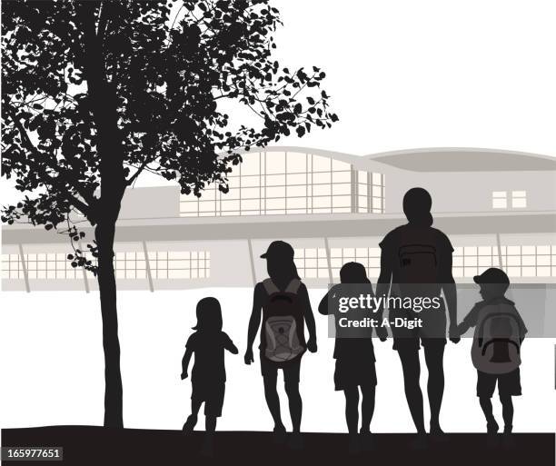 our group vector silhouette - parent child learning stock illustrations