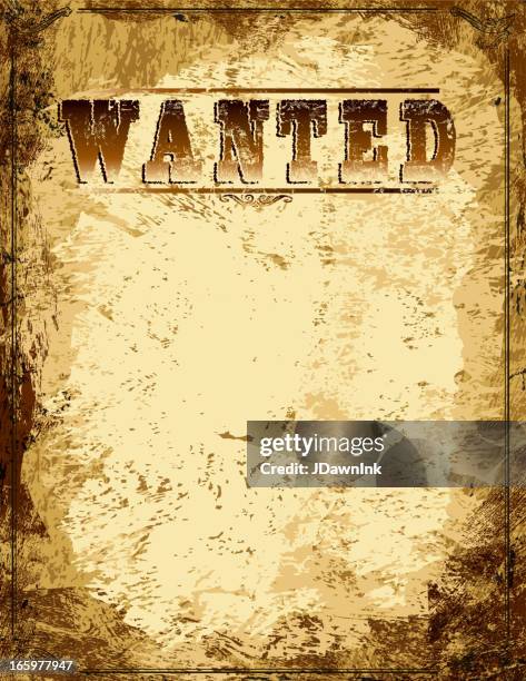vector antique 'wanted' poster design template with copy space - wanted poster stock illustrations