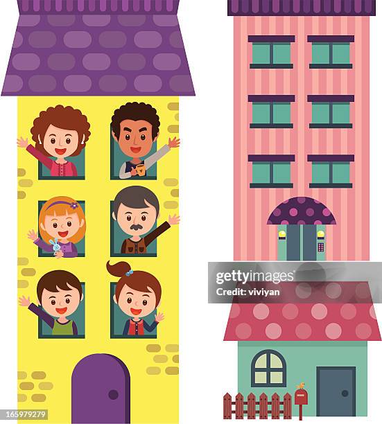 haus in einer gemeinschaft - mutter kind lachen zuhause stock-grafiken, -clipart, -cartoons und -symbole