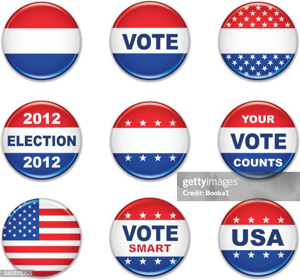 us election badge set - political rally stock illustrations