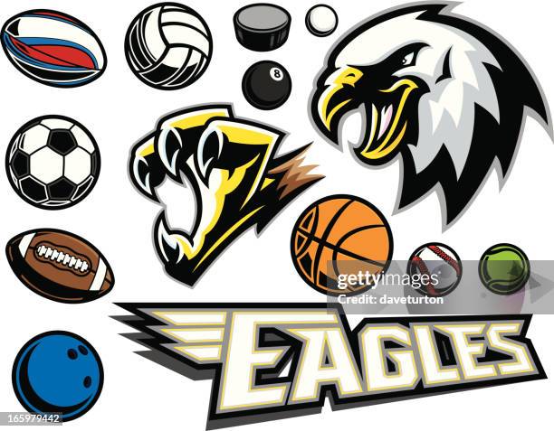 ilustraciones, imágenes clip art, dibujos animados e iconos de stock de eagle & mascot de garras - baseball-pitcher-ball