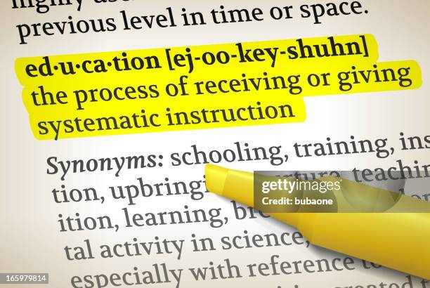 stockillustraties, clipart, cartoons en iconen met education dictionary definition royalty free vector illustration - woordenboek