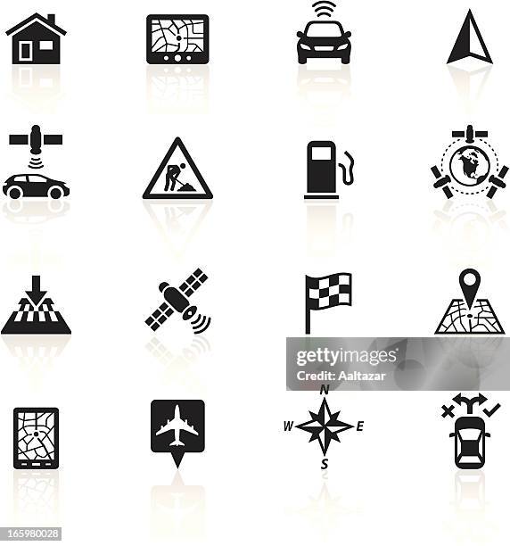 black symbols - gps navigation - finish line icon stock illustrations