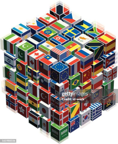 cubes with national flags - argentina israel stock illustrations