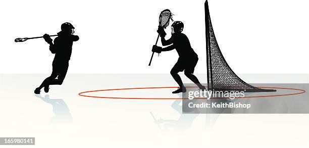 lacrosse player and goalie background - lacrosse stock illustrations