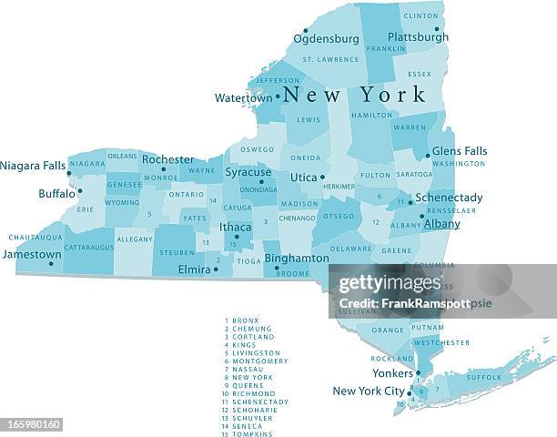 stockillustraties, clipart, cartoons en iconen met new york state vector map regions isolated - buffalo new york state