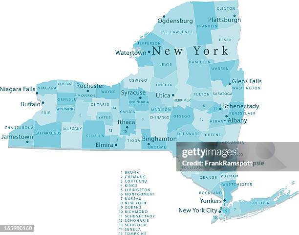 ilustrações de stock, clip art, desenhos animados e ícones de new york state vetor mapa de regiões isoladas - atlântico central eua