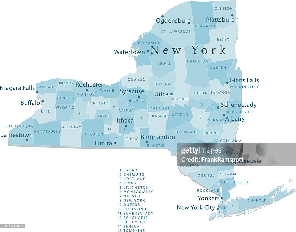 New York State Vector Map Regions Isolated