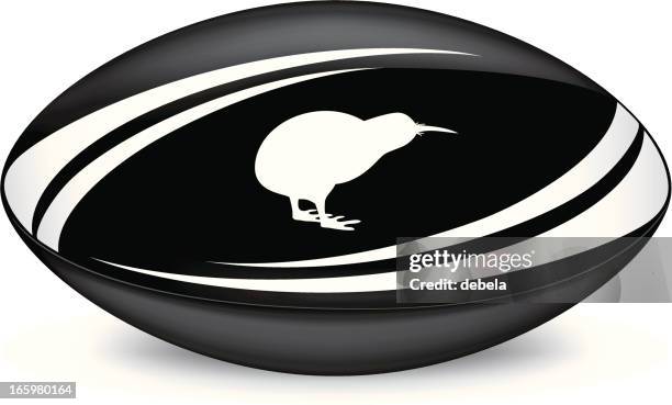 stockillustraties, clipart, cartoons en iconen met kiwi rugby ball - rugby ball