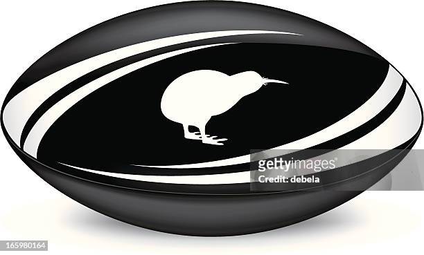 kiwi rugby ball - rugby union stock illustrations