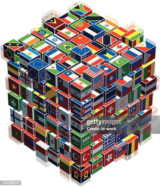 cubes with national flags - argentina israel stock illustrations