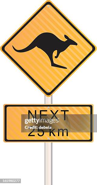 schild kängurus kreuzen - melbourne australia stock-grafiken, -clipart, -cartoons und -symbole