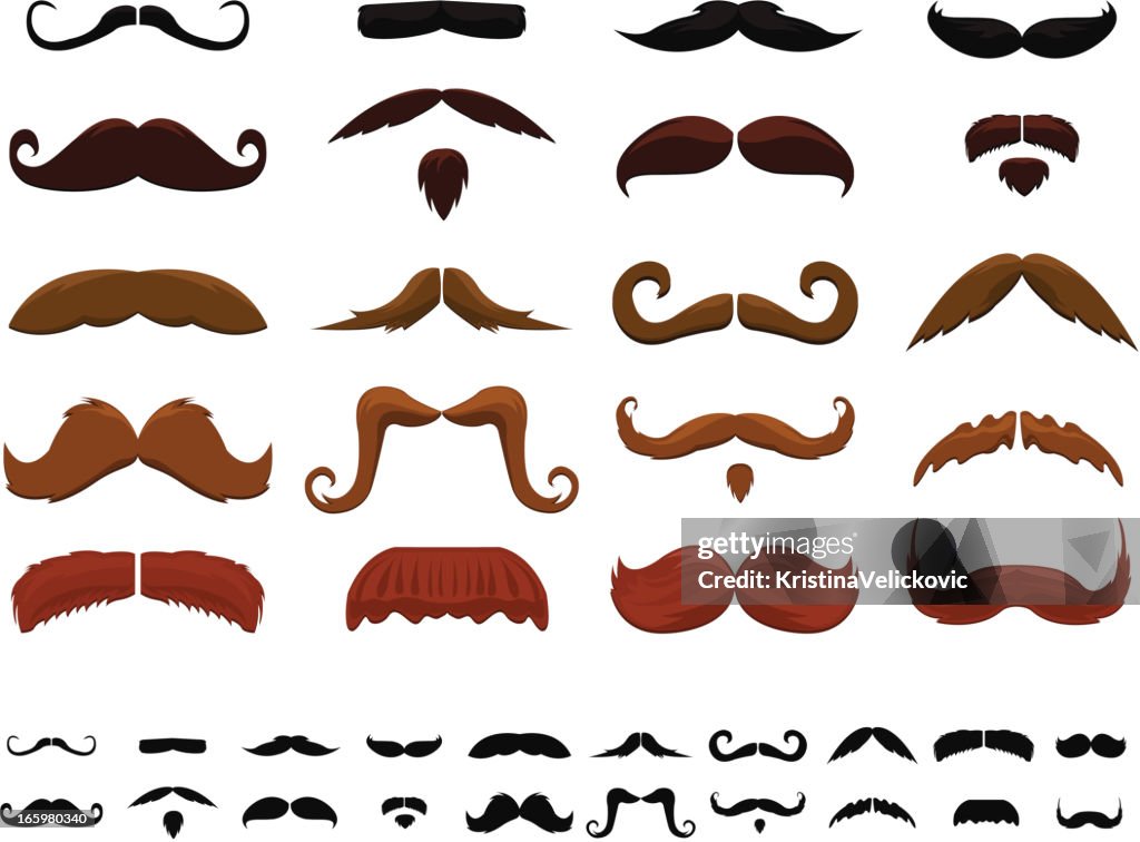 Assorted Mustaches Many Different Colored Mustaches High-Res Vector Graphic - Getty Images