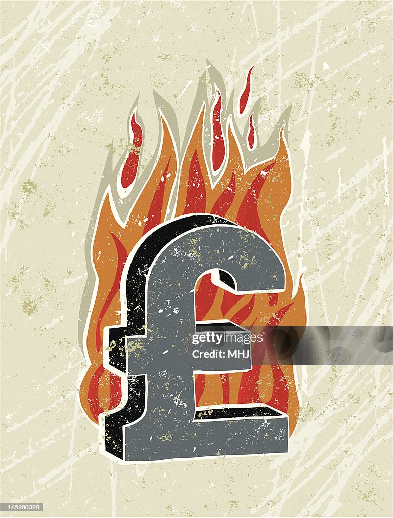 Pound Sterling Symbol on Fire