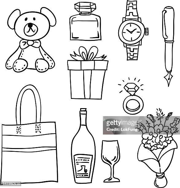 gift item in black and white - perfume vector stock illustrations
