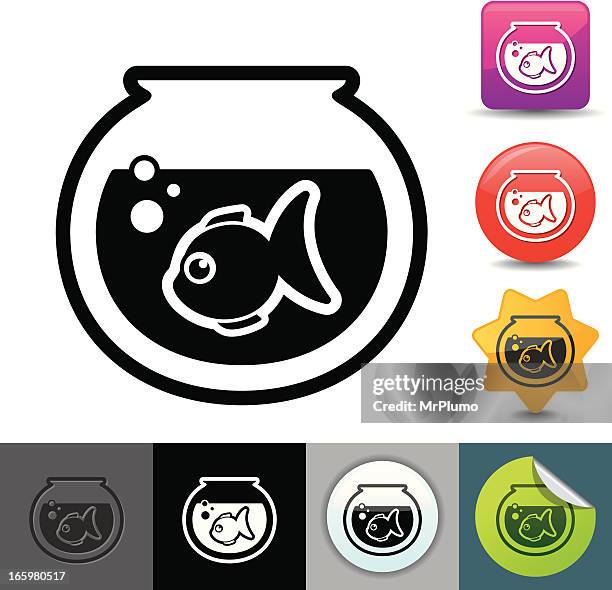 goldfish icon | solicosi series - fish bowl stock illustrations