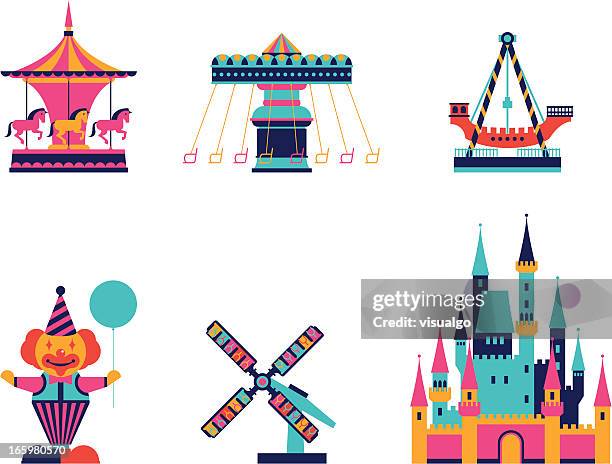 amusement park - tall ship stock illustrations