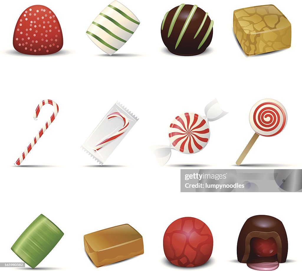Iconos de vacaciones de caramelo