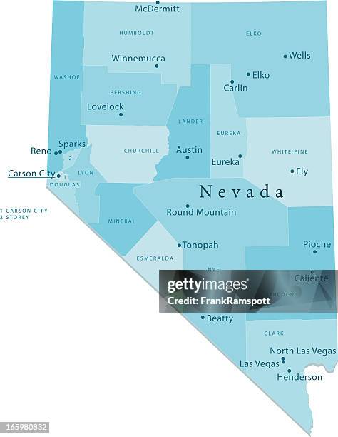 stockillustraties, clipart, cartoons en iconen met nevada vector map regions isolated - henderson nevada