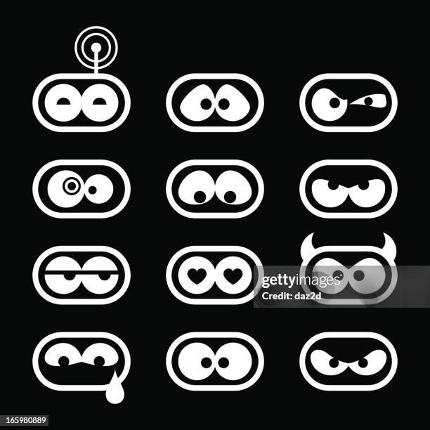 satz von augen emotionen - comic augen stock-grafiken, -clipart, -cartoons und -symbole