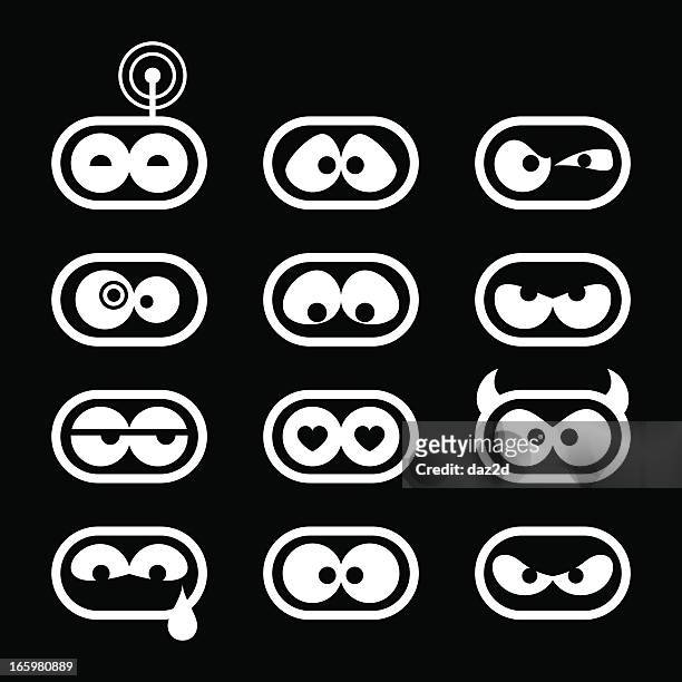 set of eyes emotions - puckering stock illustrations
