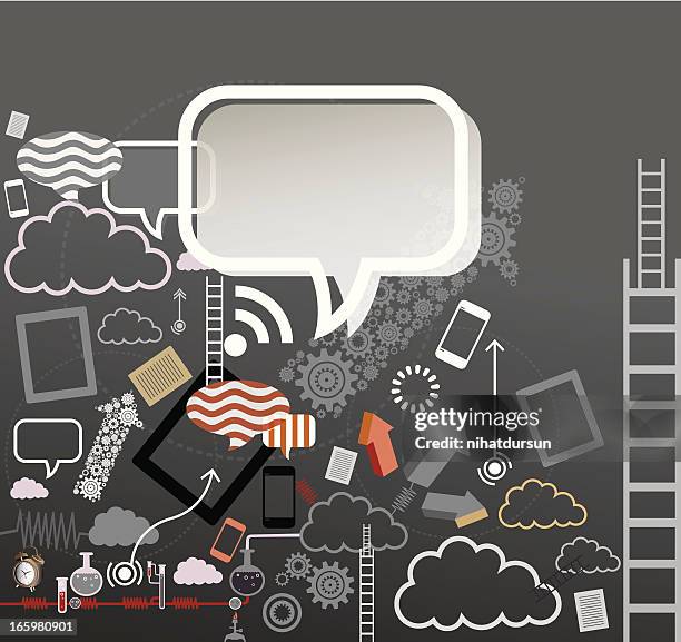 cloud technology with mobility - facebook feed stock illustrations