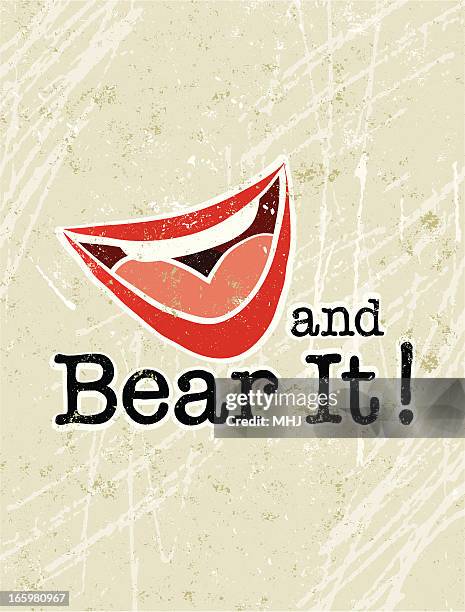 grin and bear it phrase with text - challenge accepted stock illustrations
