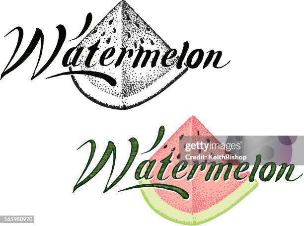 watermelon slice - summer fruit with text - melon slice stock illustrations