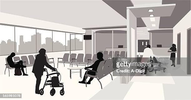 hospital vector silhouette - hospital orderly stock illustrations