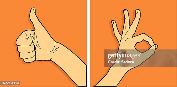 hands ok - thumbs up line stock illustrations