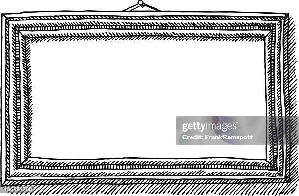 blank picture frame drawing - wall hanging stock illustrations