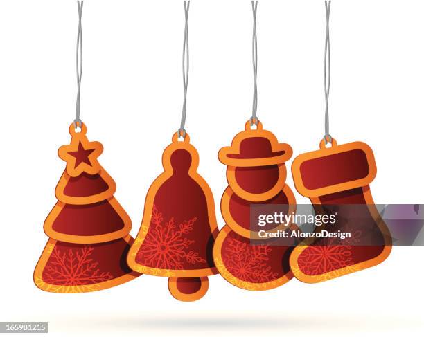 red christmas tags - christmas stocking stock illustrations
