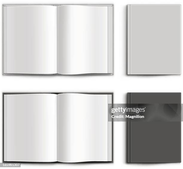 blank book - blank pages in open book overhead view stock illustrations