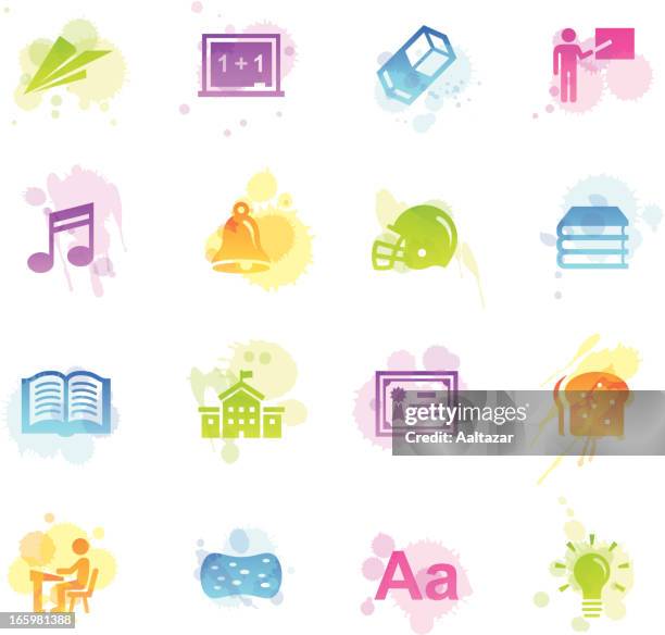 stains icons - school and education - origami alphabet stock illustrations