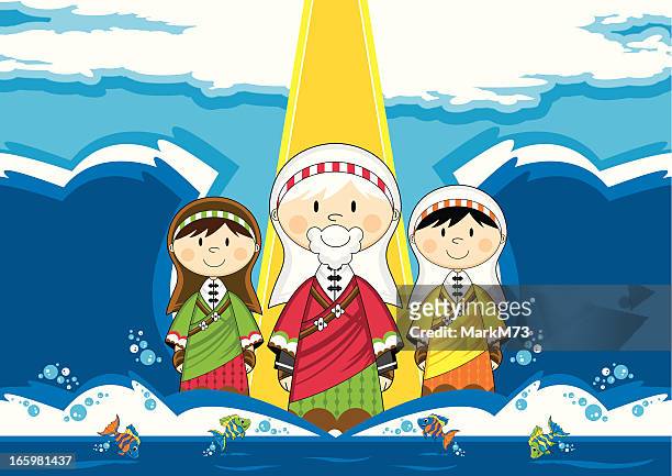 ilustrações de stock, clip art, desenhos animados e ícones de moisés de s'afastar o mar cena - moisés figura religiosa
