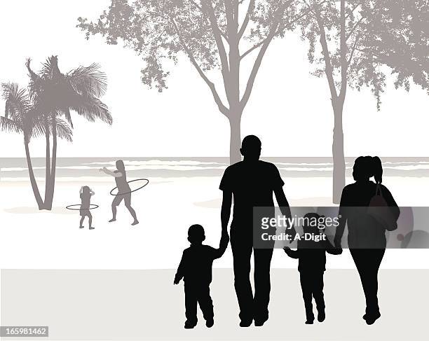 ilustraciones, imágenes clip art, dibujos animados e iconos de stock de playa'nfamily - mother and son playing