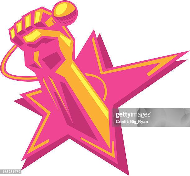 ilustraciones, imágenes clip art, dibujos animados e iconos de stock de karaoke súper estrellas - rock musician