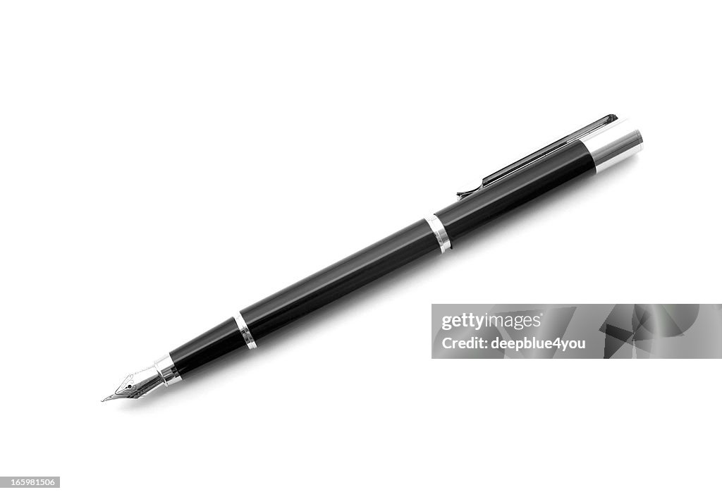 Black fountain pen on white background