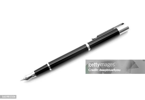 black fountain pen on white background - pen stock pictures, royalty-free photos & images