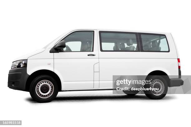 isolated white van / transporter ready for branding - electricity white background stock pictures, royalty-free photos & images