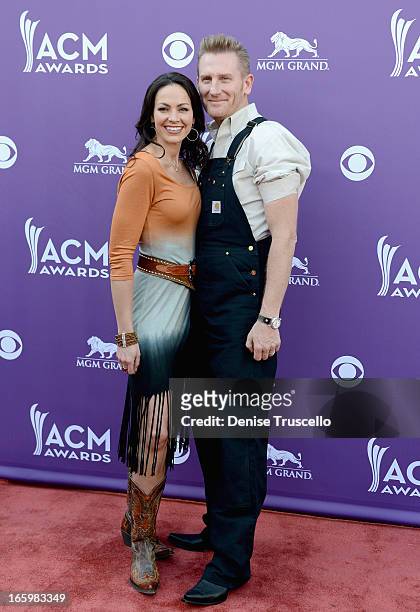 Musicians Rory Lee Feek and Joey Martin Feek of Joey & Rory arrive at the 48th Annual Academy of Country Music Awards at the MGM Grand Garden Arena...