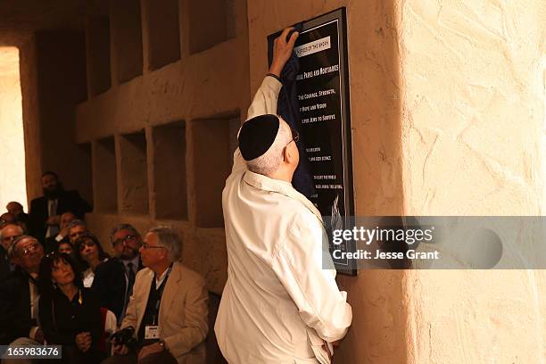 Chairman Emeritus of the Cemetary Management Committee of Sinai Temple Dan Merritt attends the Six Million Coins Initiative Launch for Holocaust...