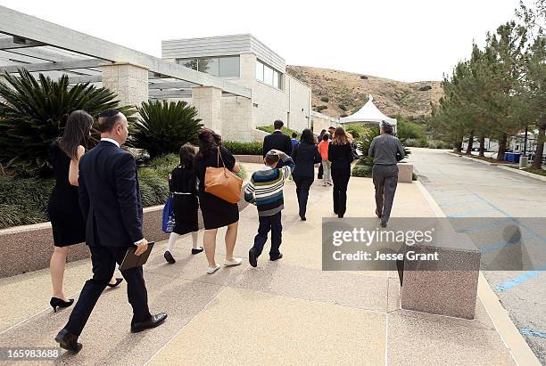 General view of atmosphere during the Six Million Coins Initiative Launch for Holocaust Remembrance Day at Mount Sinai - Simi Valley on April 7, 2013...