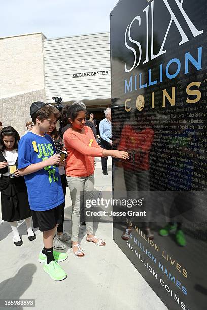 General view of atmosphere during the Six Million Coins Initiative Launch for Holocaust Remembrance Day at Mount Sinai - Simi Valley on April 7, 2013...