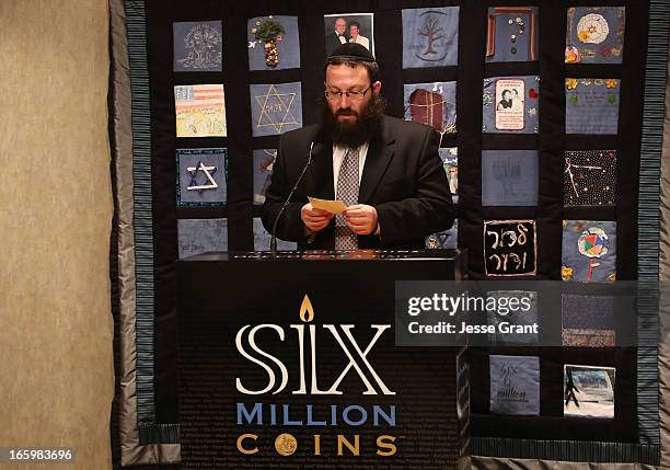 Guest attends the Six Million Coins Initiative Launch for Holocaust Remembrance Day at Mount Sinai - Simi Valley on April 7, 2013 in Simi Valley,...