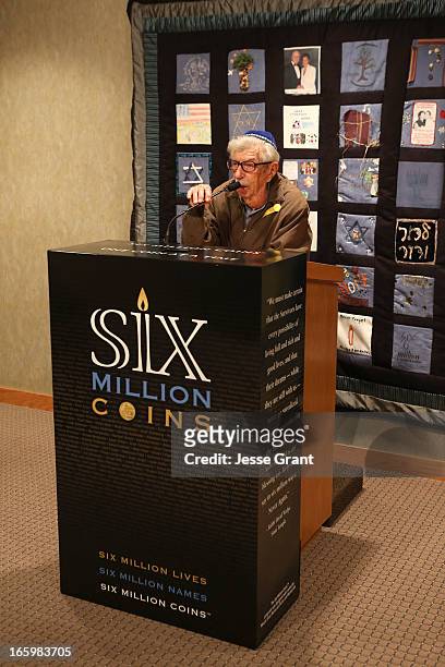 Guest attends the Six Million Coins Initiative Launch for Holocaust Remembrance Day at Mount Sinai - Simi Valley on April 7, 2013 in Simi Valley,...