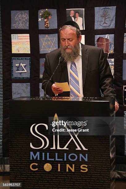 Guest attends the Six Million Coins Initiative Launch for Holocaust Remembrance Day at Mount Sinai - Simi Valley on April 7, 2013 in Simi Valley,...