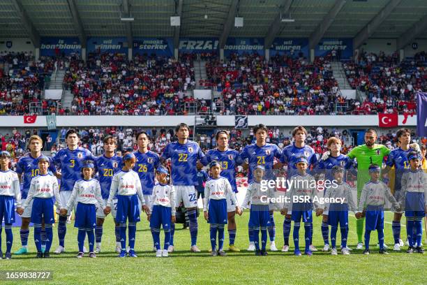 Team photo of Japan, Ritsu Doan of Japan, Shogo Taniguchi of Japan, Takefusa Kubo of Japan, Seiya Maikuma of Japan, Koki Machida of Japan, Keito...